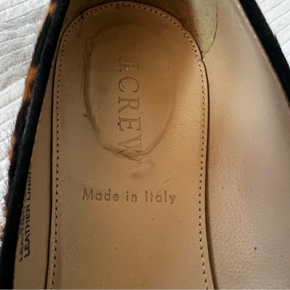 J Crew Collection Janey Slip On Flat Women's 6.5 Calf Hair Leopard Gold Heel - Picture 3 of 6